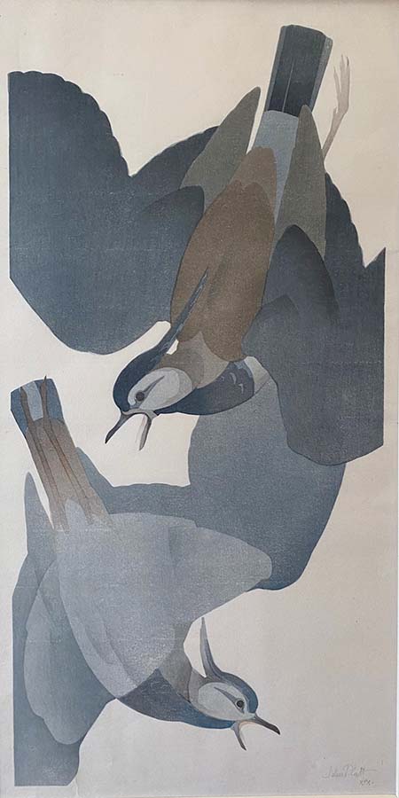 Lapwings - JOHN PLATT - woodcut printed in seven colors