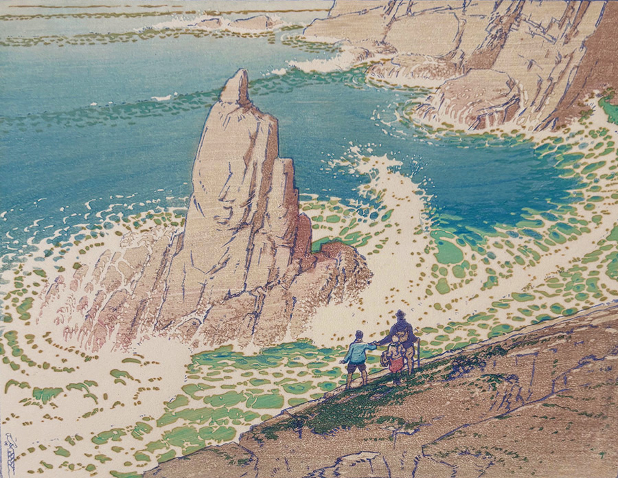 The Irish Lady, Lands End - JOHN PLATT - woodcut printed in colors