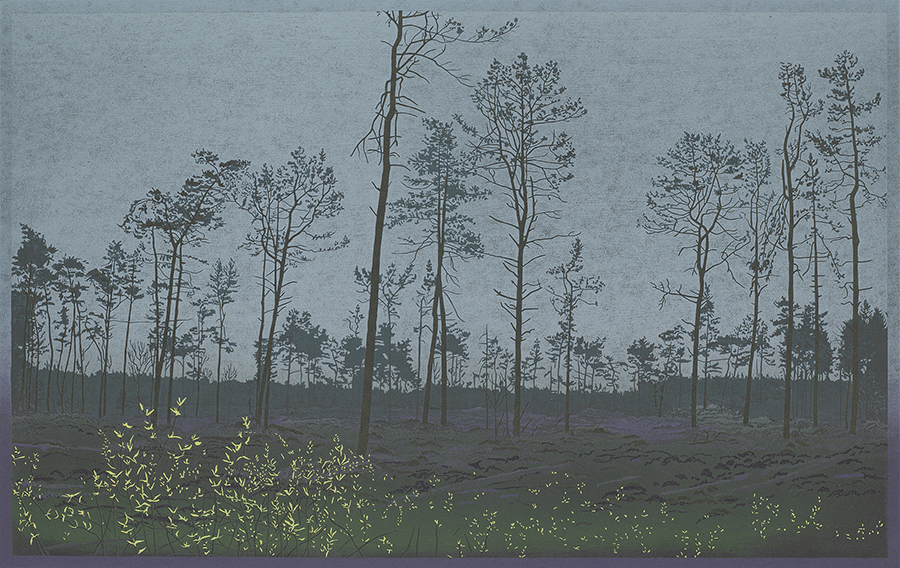 Landscape 2015-II - GRIETJE POSTMA - woodcut printed in colors