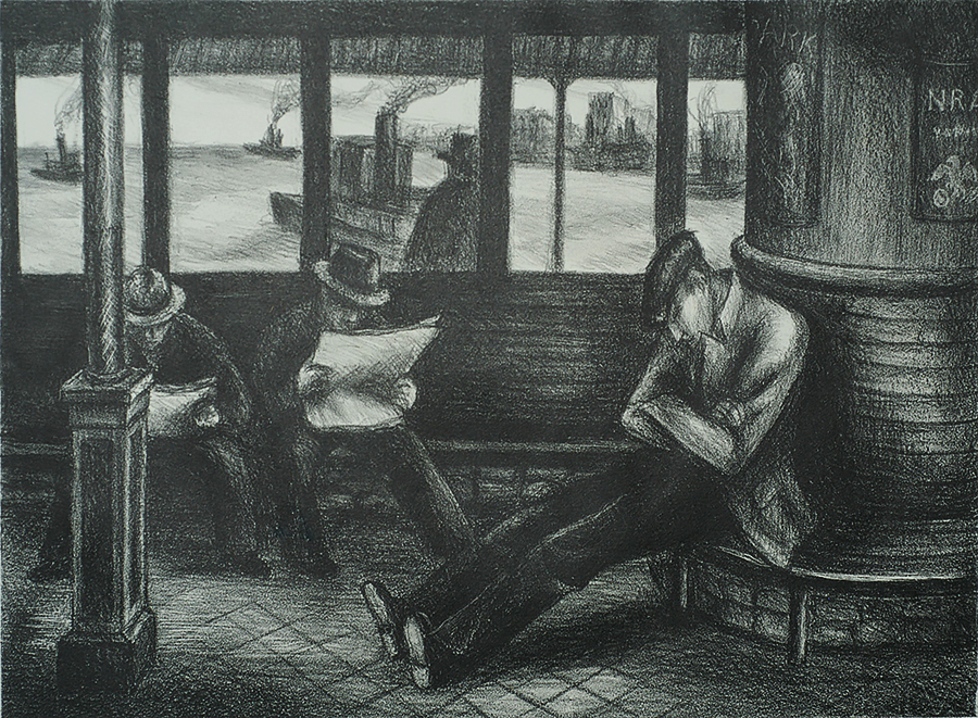 Interior of Ferry - LEONARD PYTLAK - lithograph