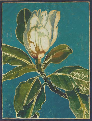Magnolia Bud - WILLIAM S. RICE - woodcut printed in colors