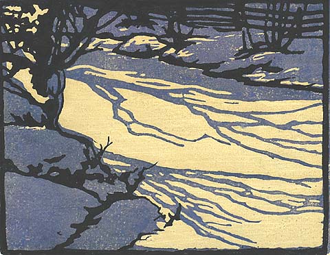 Shadows on Ice - WILLIAM S. RICE - woodcut printed in colors