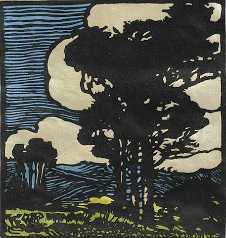 Windswept - WILLIAM S. RICE - woodcut printed in colors