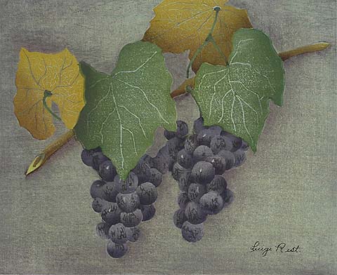 Two Bunches of Grapes - LUIGI RIST - woodcut