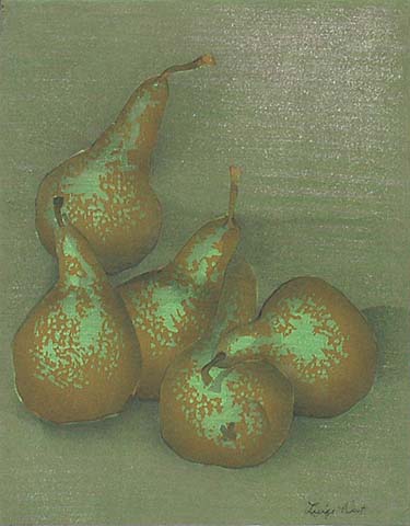 Pears - LUIGI RIST - woodcut printed in colors