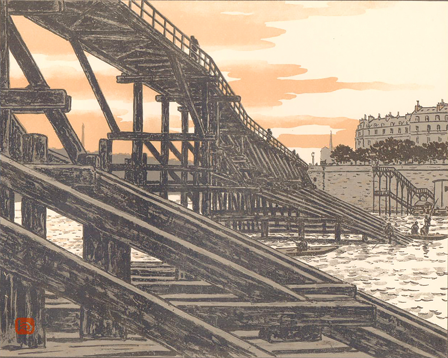 De l'Estacade (From the Estacade Footbridge) - HENRI RIVIERE - lithograph printed in colors
