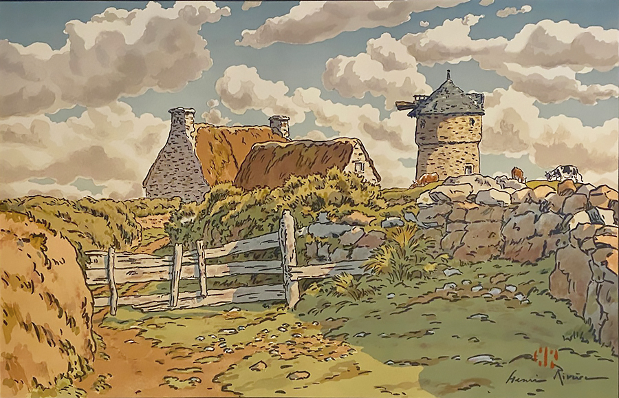 The Old Mill at Loguivy (Le Vieux Moulin à Loguivy) - HENRI RIVIERE - lithograph printed in colors