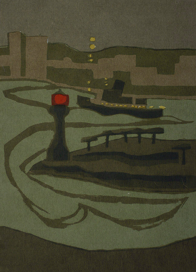 Beacon, East River (New York) - HULDA D. ROBBINS - screenprint