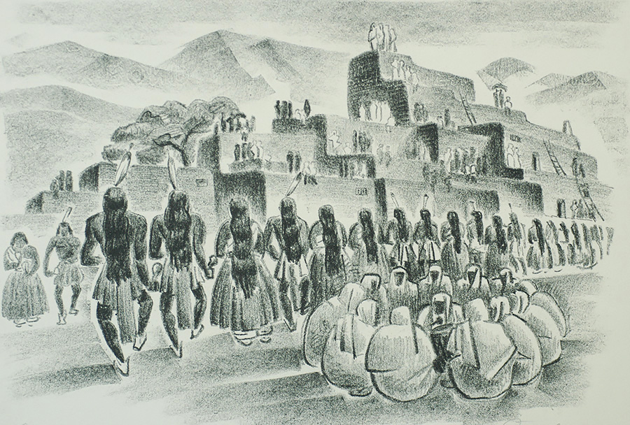 Corn Dance (Taos Pueblo) - ARNOLD RONNEBECK - lithograph