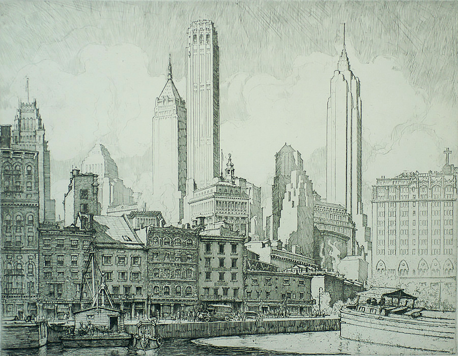 New York, Old and New - ERNEST ROTH - etching