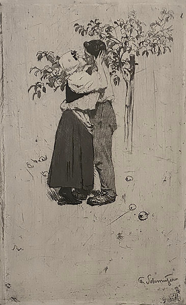 The Kiss (der Kuss) - FERDINAND SCHMUTZER - etching