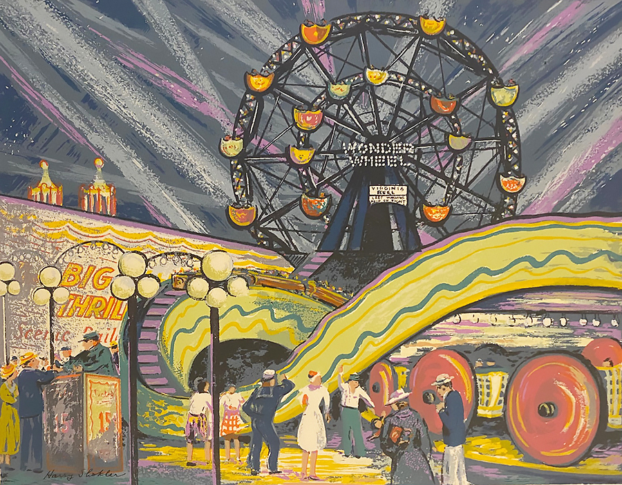 Coney Island - HARRY SHOKLER - screenprint printed in colors