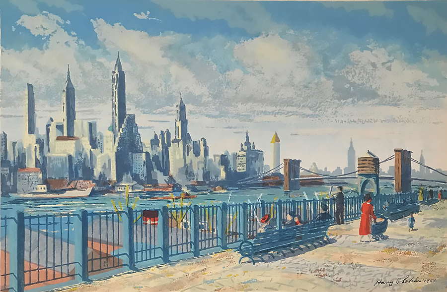 Brooklyn Heights Esplanade - HARRY SHOKLER - screenprint