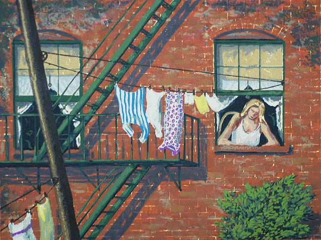 Woman in a Window, New York - HARRY SHOKLER - screenprint