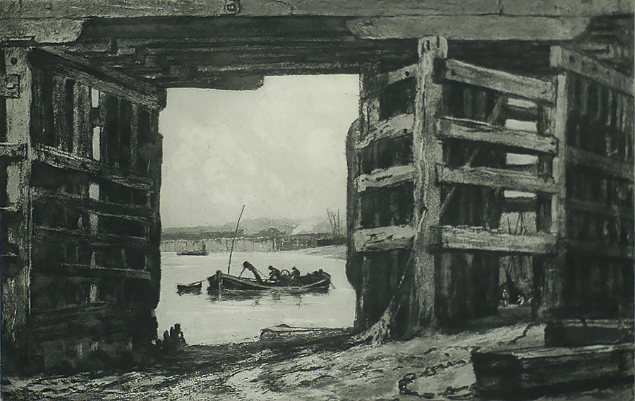 A Span of Old Battersea Bridge - FRANK SHORT - aquatint and soft ground etching