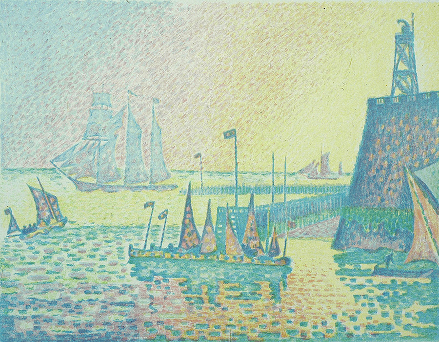 Evening, The Pier at Flessingue (Le Soir, La Jetée de Flessingue) - PAUL SIGNAC - lithograph printed in colors
