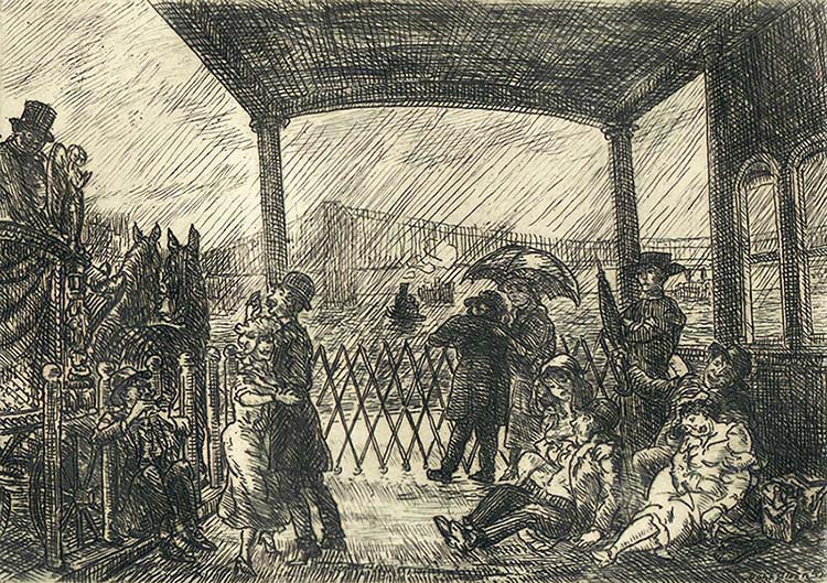 Wake of the Ferry - JOHN SLOAN - etching