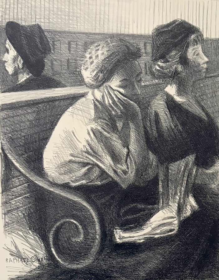 Railroad Waiting Room - RAPHAEL SOYER - lithograph