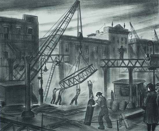 Removal of the 2nd Avenue El (New York) - JULIUS TANZER - lithograph