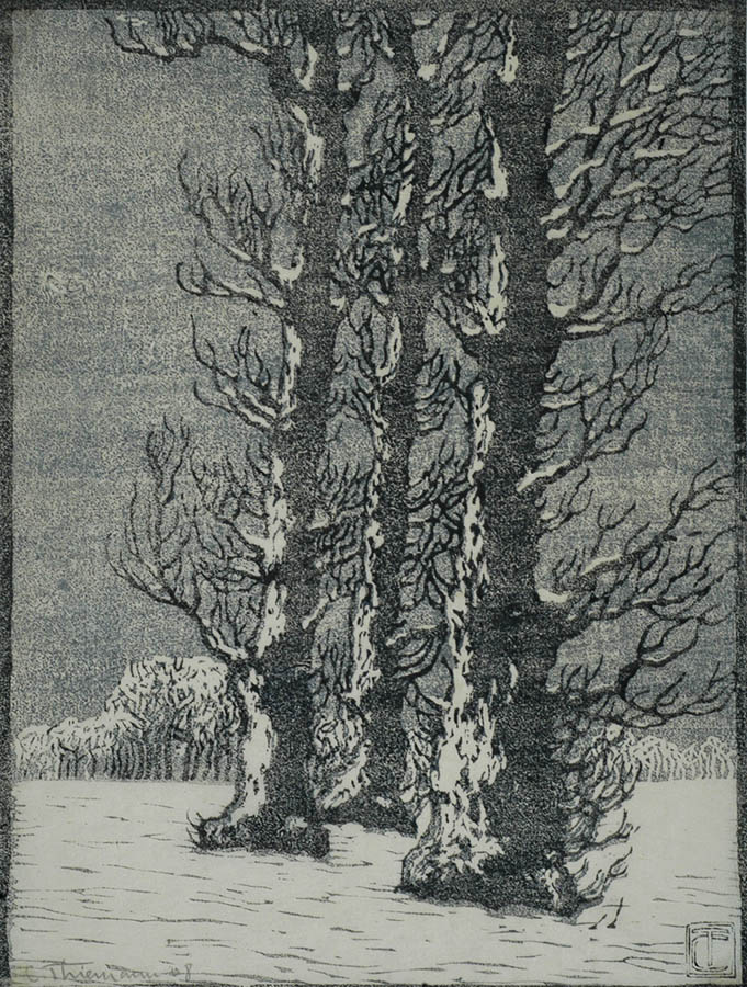 Winter - CARL THIEMANN - woodcut printed in colors
