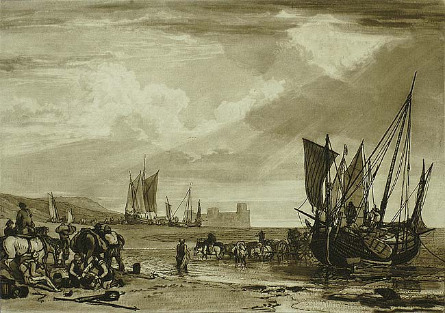 Scene on the French Coast - JOSEPH MALLORD WILLIAM TURNER - etching with mezzotint 