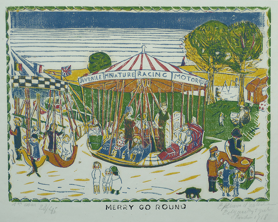 Merry-go-Round - EDGARD TYTGAT - woodcut and linoleum cut printed in colors