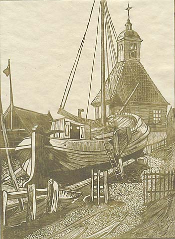 The Fishing Boat - JACOBUS G. VELDHEER - wood engraving