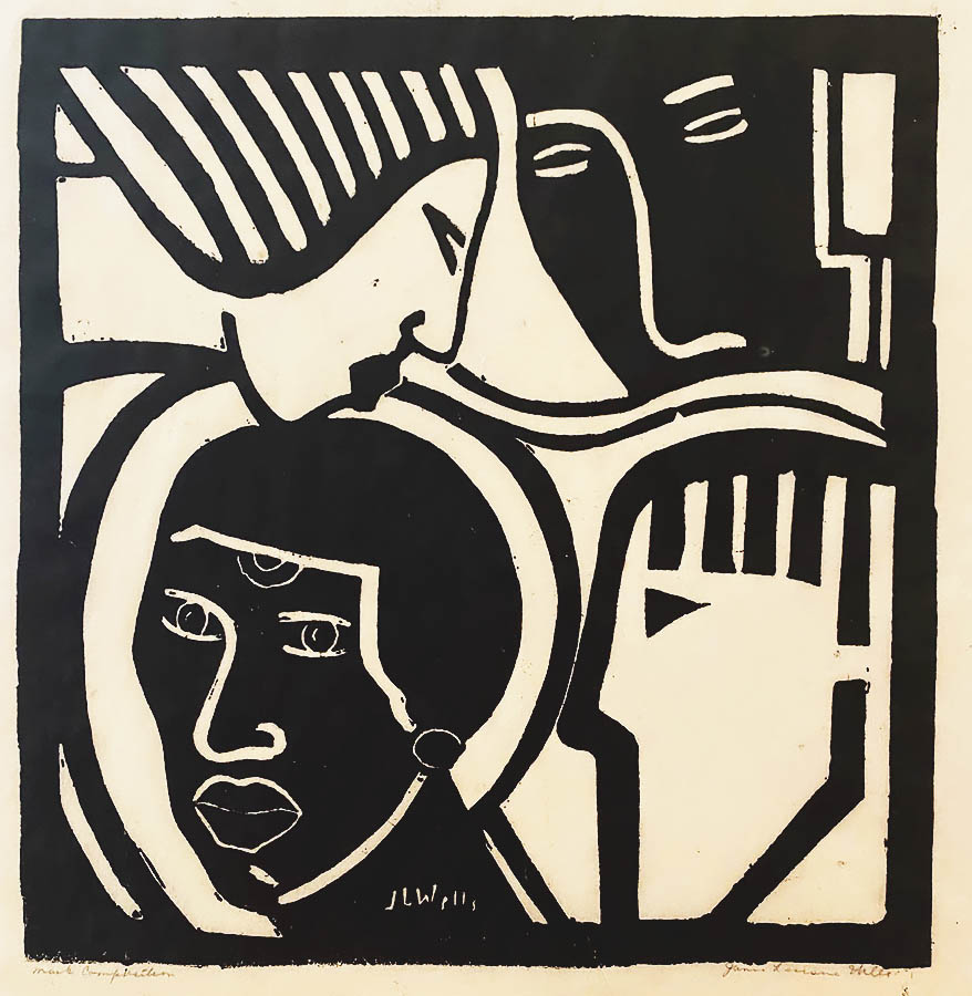 Mask Composition - JAMES LESESNE WELLS - linoleum cut (woodcut?)