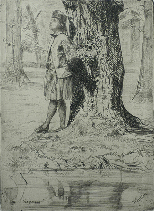 Seymour Standing under a Tree - JAMES A. MCNEILL WHISTLER - etching and drypoint