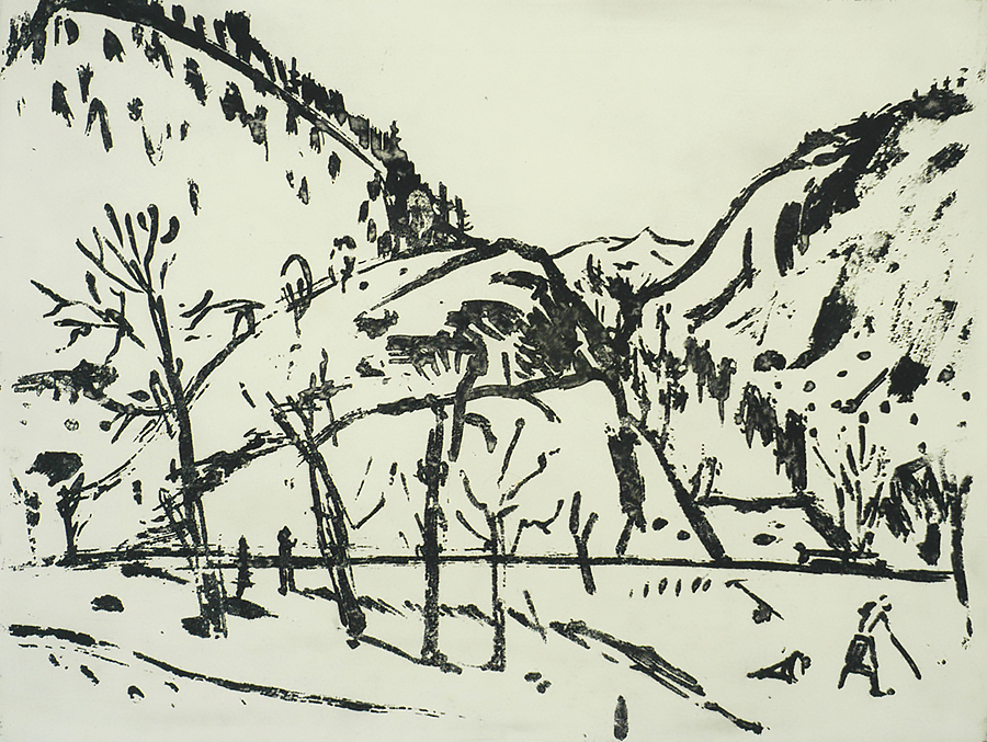 Mountainous Landscape - JAN WIEGERS - brush etching