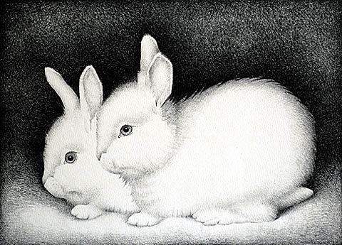 Two Rabbits - JAN WITTENBERG - lithograph