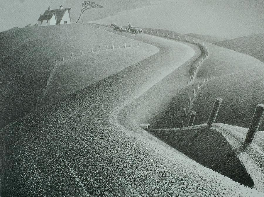 March - GRANT WOOD - lithograph