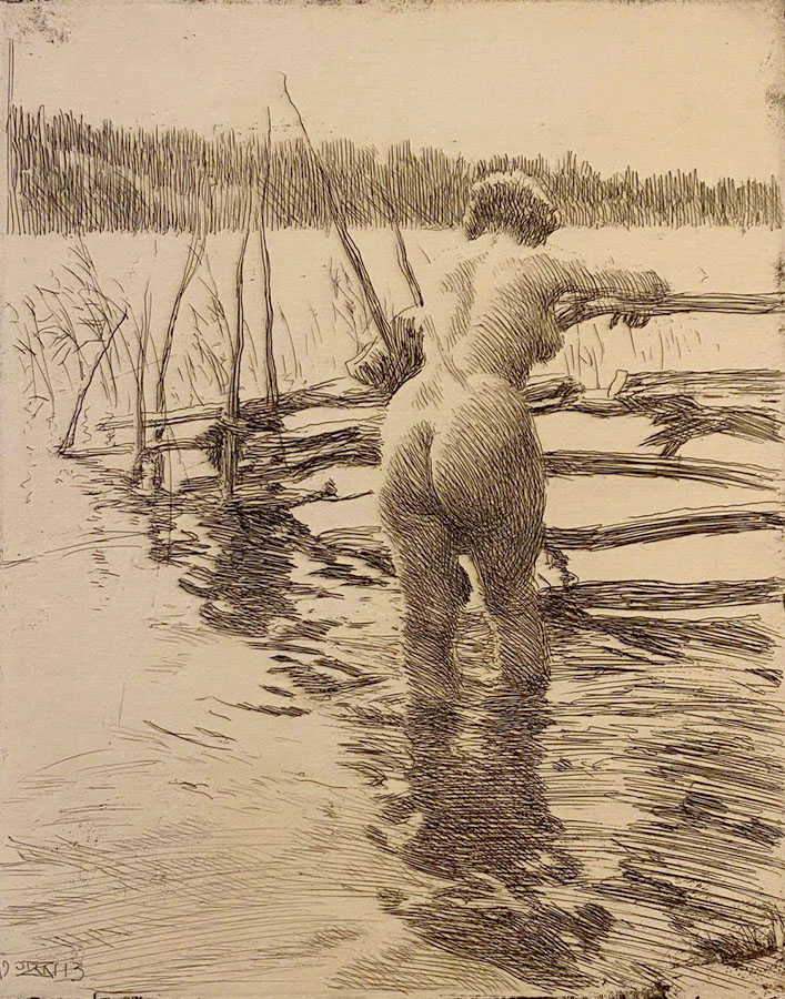 The Fence - ANDERS ZORN - etching