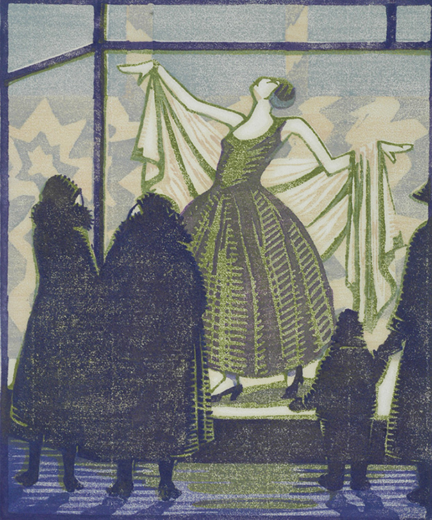 The Shop Window - ISABEL DE BOHUN LOCKYER - linocut printed in colors