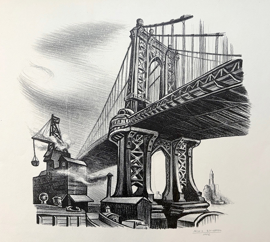 Untitled  (Manhattan Bridge, NY) - JESúS ESCOBEDO - lithograph