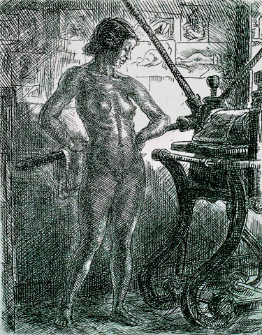 Nude and Etching Press - JOHN SLOAN - etching