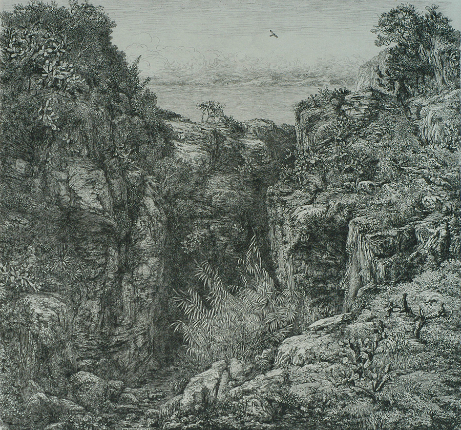 Gorge near Taormina (Gorge near Taormina, Sicily) - DIRK VAN GELDER - etching