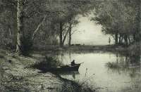 Pêcheur en Canot, Au Bord d'une Rivière (Fisherman in a Dinghy, at the Edge of a River) -  APPIAN