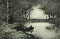 Pêcheur en Canot, Au Bord d'une Rivière (Fisherman in a Dinghy, at the Edge of a River) -  APPIAN