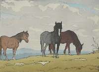 Horses on a Hillside -  SEABY