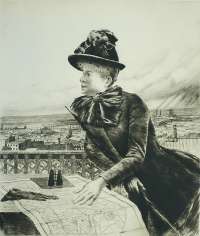 Young Woman Viewing Paris from the Heights of Montmartre (Jeune Femme Regardant Paris des Hauteurs de Montmartre) -  GOENEUTTE