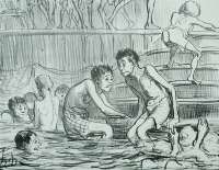 Bathers beginning to discover that in September... (Baigneurs commençant à trouver qu'en septembre... ) - DAUMIER