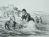 Voyons, bobonne, n'agace pas comme ça la mer... - DAUMIER