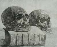 Two skulls and a Book (Memento Mori) - DERKZEN VAN ANGEREN