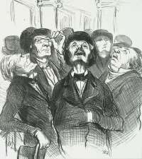 Viewing the new Ceiling painted by Delacroix at the Louvre (Examinant le nouveau plafond par Delacroix au Louvre) - DAUMIER