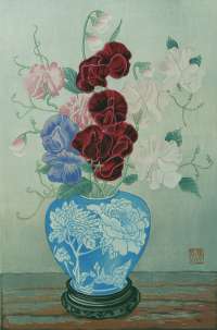 Sweet Peas 2 (Sweet Peas in a Vase with Peony Design) -  URUSHIBARA