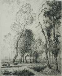 The Sun setting from Behind the Trees (Coucher de Soleil derrière les Arbes) - LEPERE