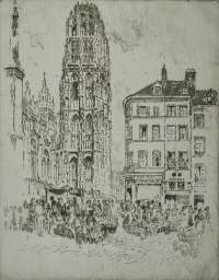 Flower Market and Butter Tower, Rouen -  PENNELL