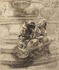 Girls Sitting on Union Square Fountain - BISHOP
