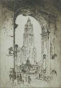 The Woolworth, Through the Arch - PENNELL